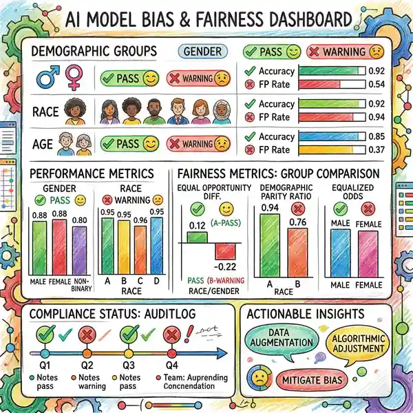 AI model bias detection dashboard with fairness metrics
