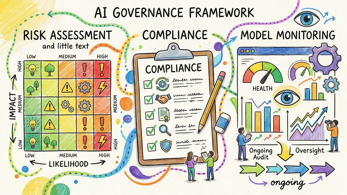 AI governance framework with risk assessment and monitoring