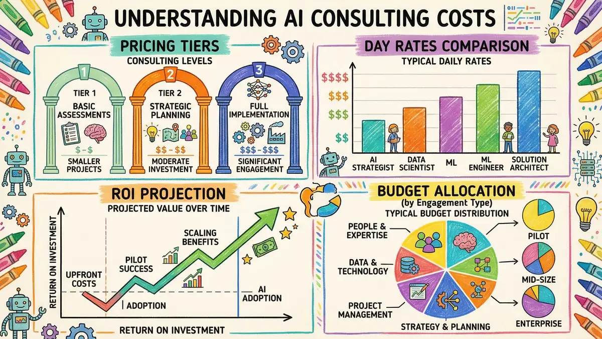 AI consulting cost breakdown and ROI projection visualisation