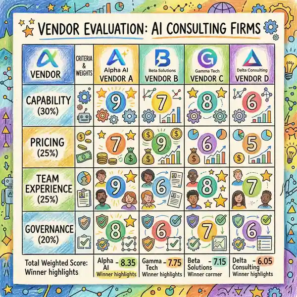 Vendor evaluation scorecard for AI consulting firms
