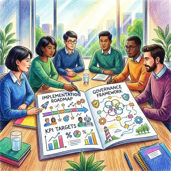 AI consulting strategy document with implementation roadmap