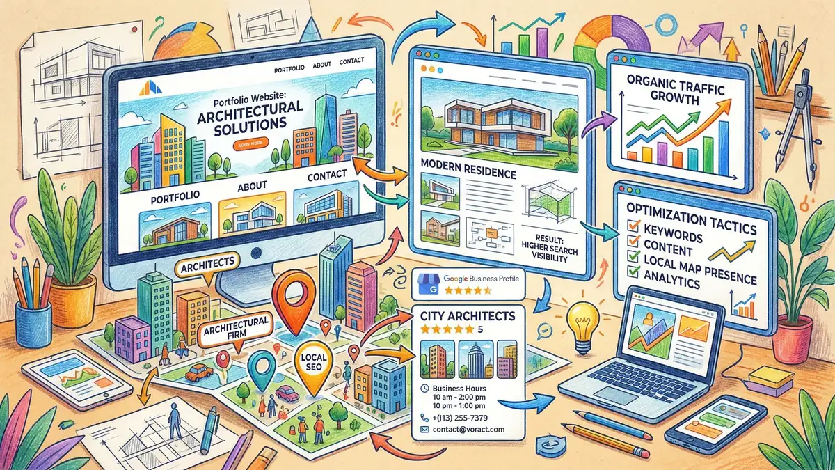 Architecture firm portfolio website optimised for search with local SEO and Google Business Profile