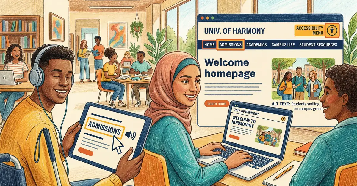 Student navigating university website information architecture